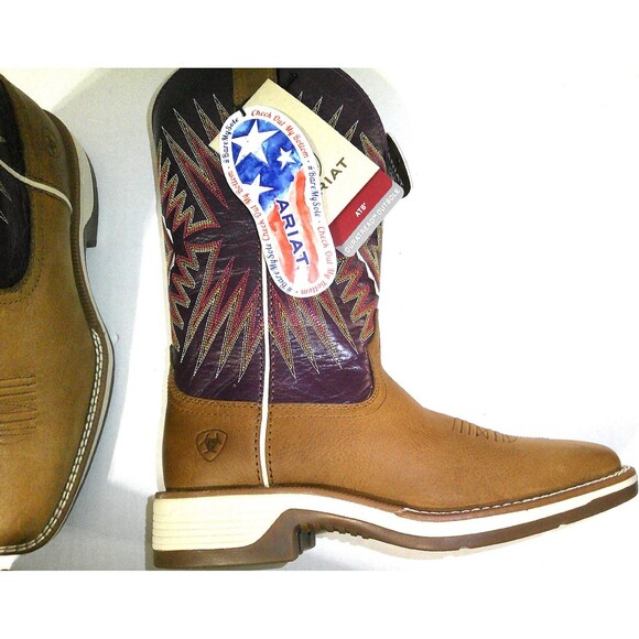 New NWT Womens 8 Ariat Ridgeback Boot Western Vino Purple Brown Toasty Tan NIB - Picture 6 of 11